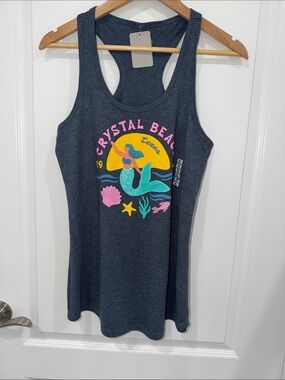 Crystal Beach Mermaid Graphic Tank - Dark Heather Navy size XLarge NWT
